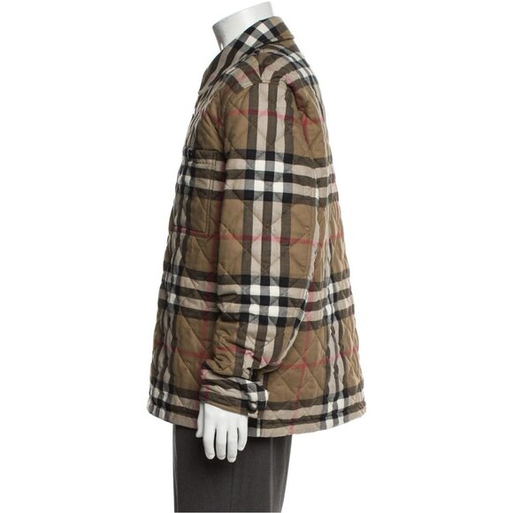 Burberry Trucker Jacket Quilted Neutrals Pattern Large - Picture 2 of 7